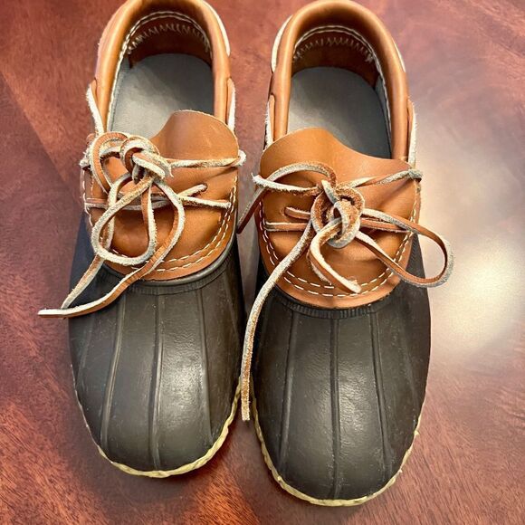 EEUC Women's L.L. Bean Rubber & Leather Shoes Low Boot Brown & Tan Size 6 - Picture 2 of 4